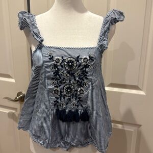 Cute blue and white striped tank top